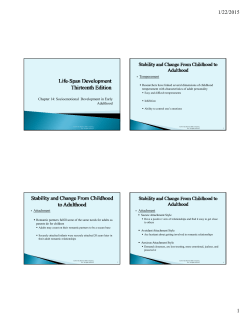 Chapter 14: Socioemotional Development in Early Adulthood