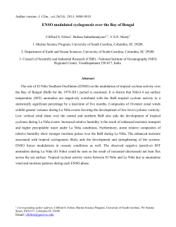 ENSO modulated cyclogenesis over the Bay of Bengal