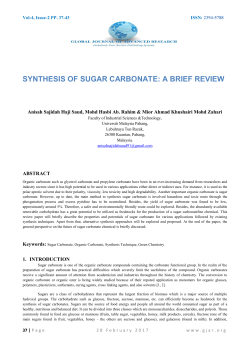 synthesis of sugar carbonate: a brief review