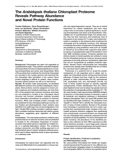 The Arabidopsis thaliana Chloroplast Proteome Reveals