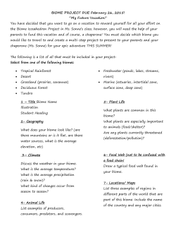 BIOME PROJECT DUE February 26, 2015!