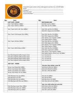 Qty. Item Qty. Item HOT CUPS