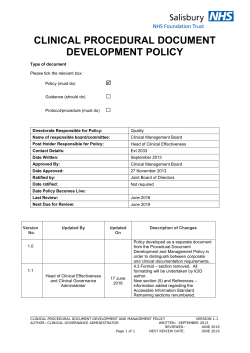 Clinical Procedural Document Development