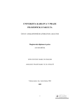 UNIVERZITA KARLOVA V PRAZE FILOZOFICK&Aacute; FAKULTA