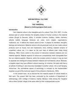 NON MATERLAL CULTURE OF THE TANGKHUL (Based on