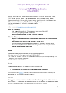Summary of the MyCERN project meeting Held on