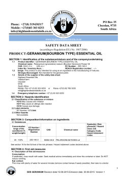 SAFETY DATA SHEET PRODUCT:GERANIUM(BOURBON TYPE