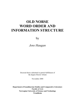 OLD NORSE WORD ORDER AND INFORMATION STRUCTURE