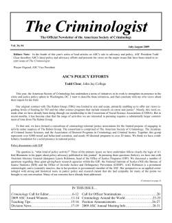 July/August - The American Society of Criminology