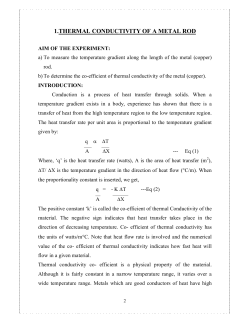 1.thermal conductivity of a metal rod