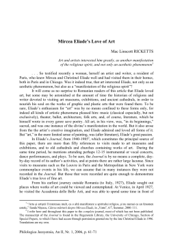 Mircea Eliade`s Love of Art