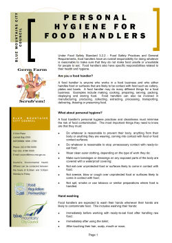 personal hygiene for food handlers