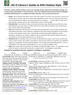 LSC-O Library`s Guide to APA Citation Style