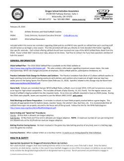 2016 Softball Reminders Memo