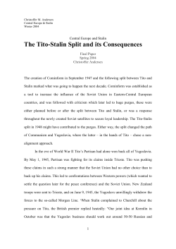The Tito-Stalin Split and its Consequences