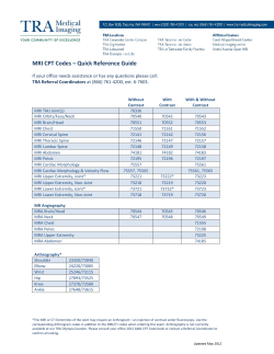 MRI CPT Codes &ndash; Quick Reference Guide