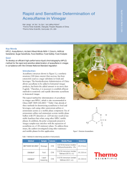 Rapid and Sensitive Determination of Acesulfame in Vinegar