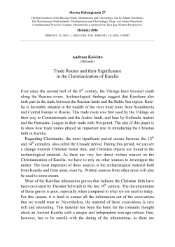 Trade Routes and their Significance in the Christianization of Karelia