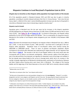 Hispanics Continue to Lead Maryland`s Population Gain in 2014