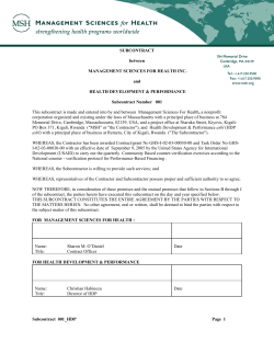 Subcontract 001_HDP Page 1 SUBCONTRACT between