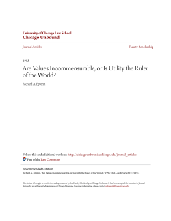Are Values Incommensurable, or Is Utility the Ruler of the World?
