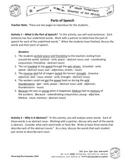 Parts of Speech - Common Core Standards Plus