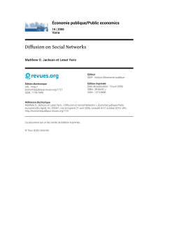 Diffusion on Social Networks - &Eacute;conomie publique/Public economics