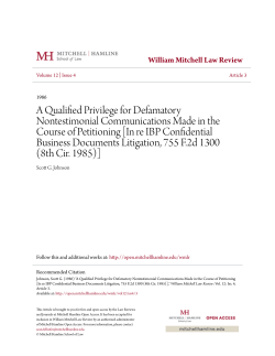 A Qualified Privilege for Defamatory Nontestimonial