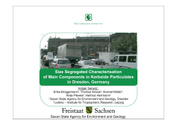 Size Segregated Characterisation of Main Components in Kerbside
