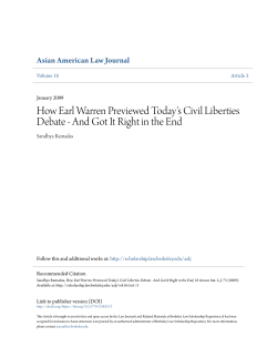 How Earl Warren Previewed Today`s Civil Liberties Debate