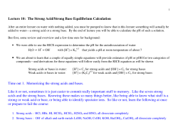 Lecture 10: The Strong Acid/Strong Base Equilibrium Calculation