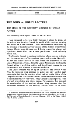 The Role of the Security Council in World Affairs