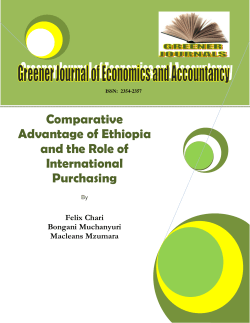 Comparative Advantage of Ethiopia and the Role