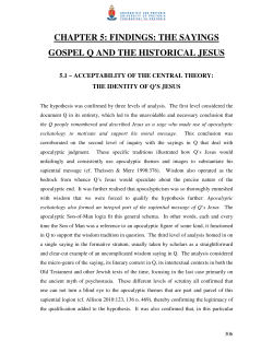 chapter 5: findings: the sayings gospel q and the historical jesus
