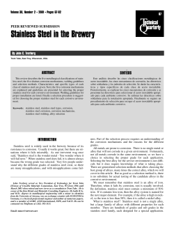 Stainless Steel in the Brewery