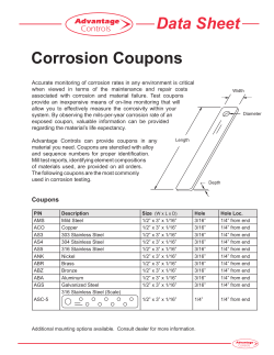Data Sheet Corrosion Coupons