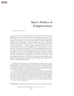 Kant`s Politics of Enlightenment