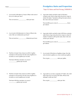 Prealgebra: Ratio and Proportion