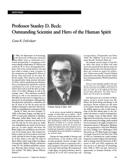 Professor Stanley D. Beck: Outstanding Scientist and Hero of the