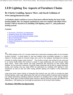 LED Lighting Tax Aspects of Furniture Chains