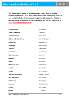 King`s House School Reading List Year 7