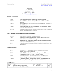 1 Curriculum Vitae Kevin Read MLIS, MAS