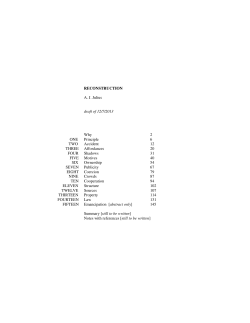 RECONSTRUCTION A. J. Julius draft of 12/7/2013 Why 2 ONE