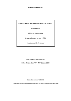 INSPECTION REPORT SAINT JOAN OF ARC