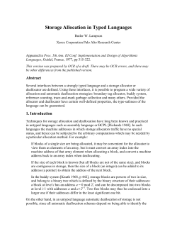 Storage Allocation in Typed Languages