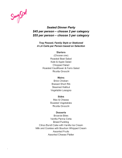 Seated Dinner Party $45 per person &ndash; choose 2 per category $55