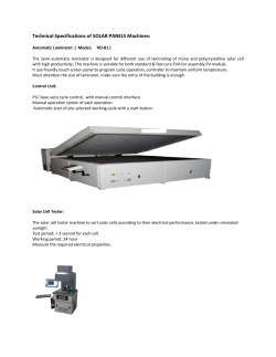 Technical Specifications of SOLAR PANELS Machines: