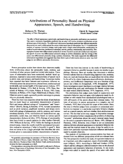 Attributions of Personality Based on Physical Appearance, Speech