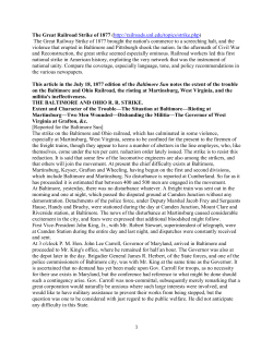The Great Railroad Strike of 1877 (http://railroads.unl.edu/topics
