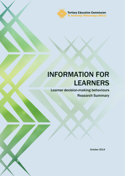 information for learners - Tertiary Education Commission